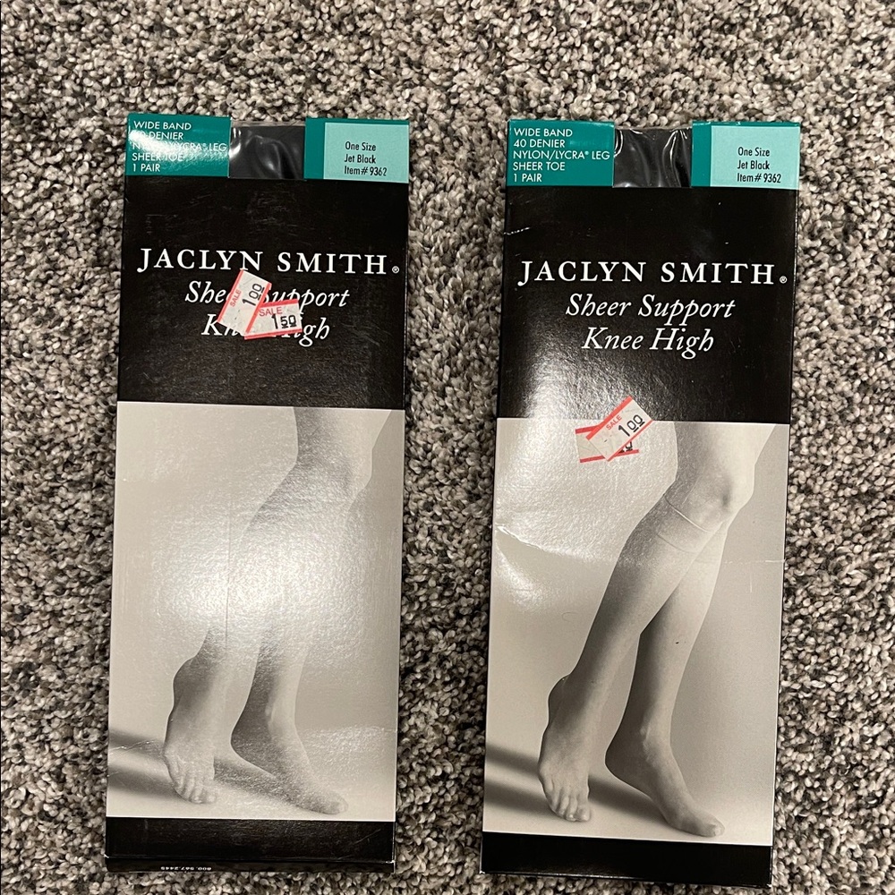 Vintage 90s Jaclyn Smith Sheer Support Knee High - Jet Black